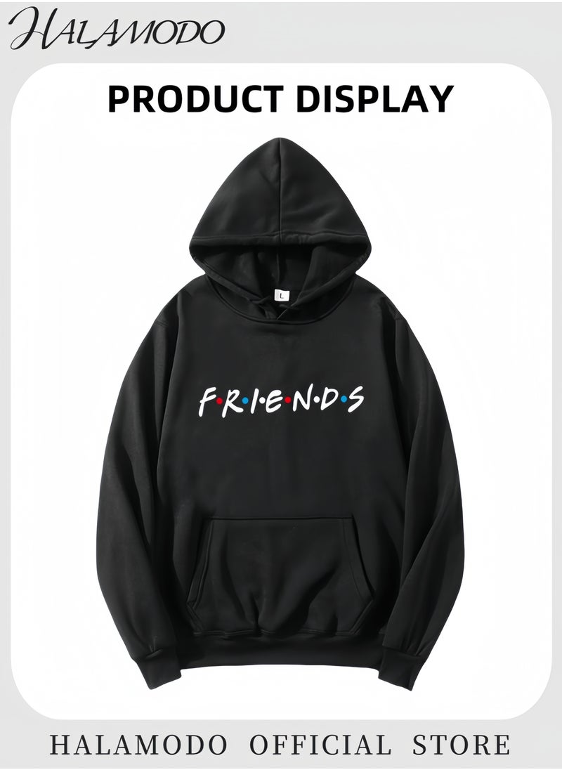 Unisex Hoodies Long-Sleeved Printed Tops Casual Sweatshirts Soft Sportswear Fashion Youth Pullovers with Drawstrings and Large Pockets for Daily Wear