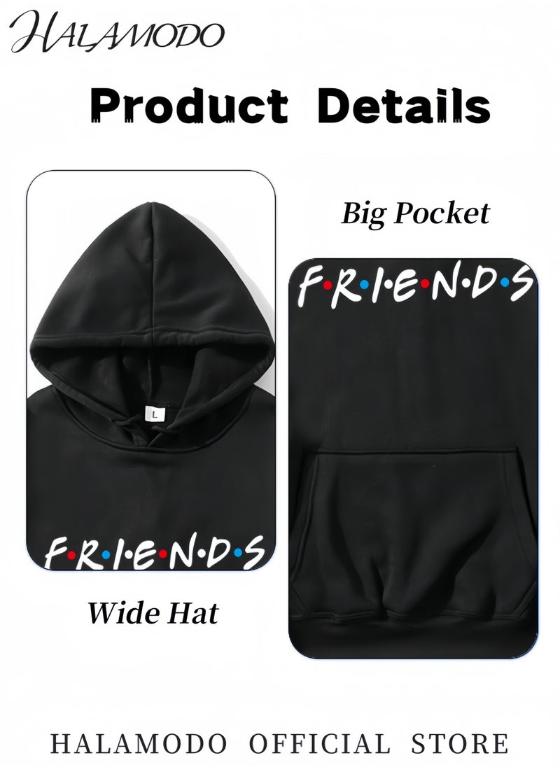 Unisex Hoodies Long-Sleeved Printed Tops Casual Sweatshirts Soft Sportswear Fashion Youth Pullovers with Drawstrings and Large Pockets for Daily Wear