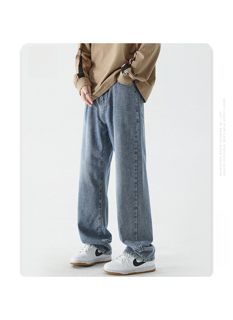 Casual American Wide-Leg Denim Nostalgic Blue