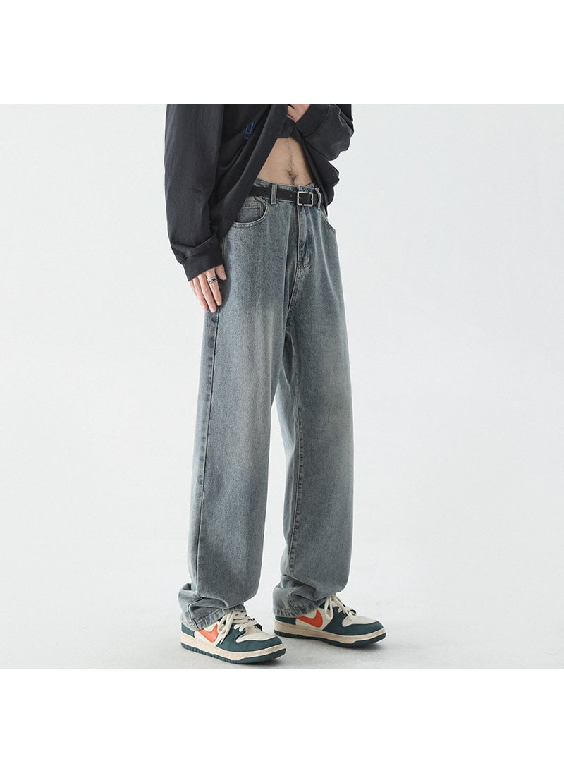 Casual American Wide-Leg Denim Nostalgic Blue