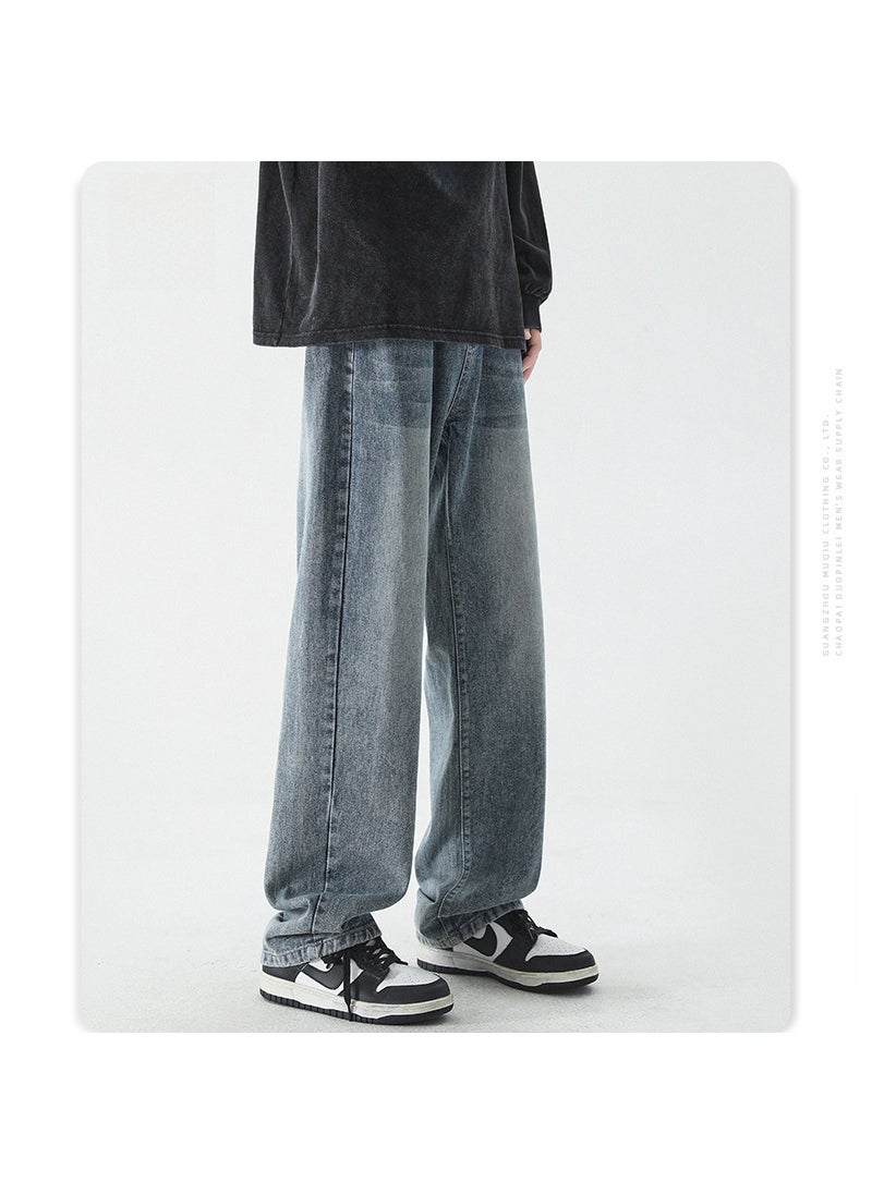 Casual American Wide-Leg Denim Nostalgic Blue