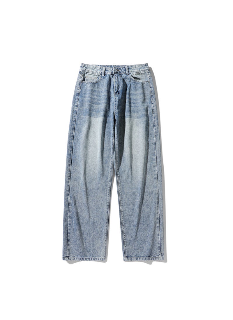 Casual American Wide-Leg Denim Vintage Blue