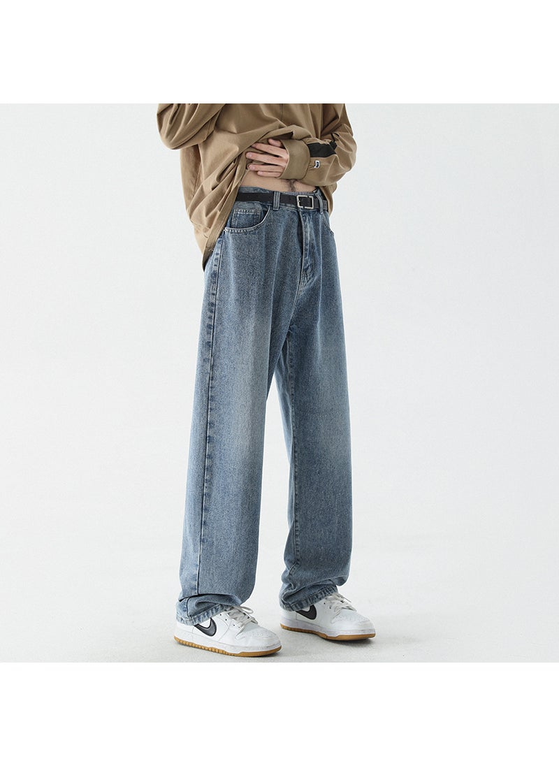 Casual American Wide-Leg Denim Medium Blue