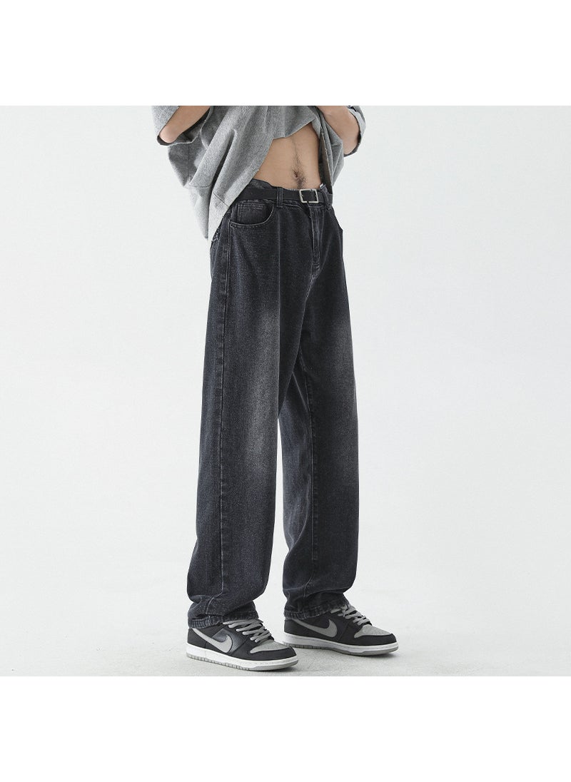 Casual American Wide-Leg Denim Black gray