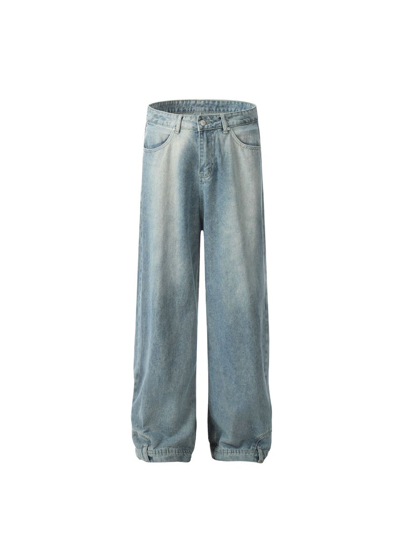 Trendy Reversible Wide Leg Jeans 2024 for Men Blue