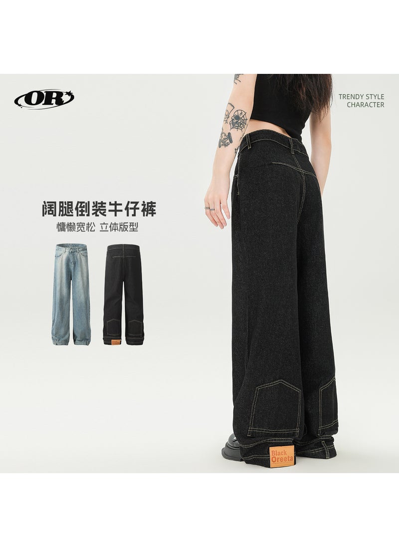 Trendy Reversible Wide Leg Jeans 2024 for Men Blue