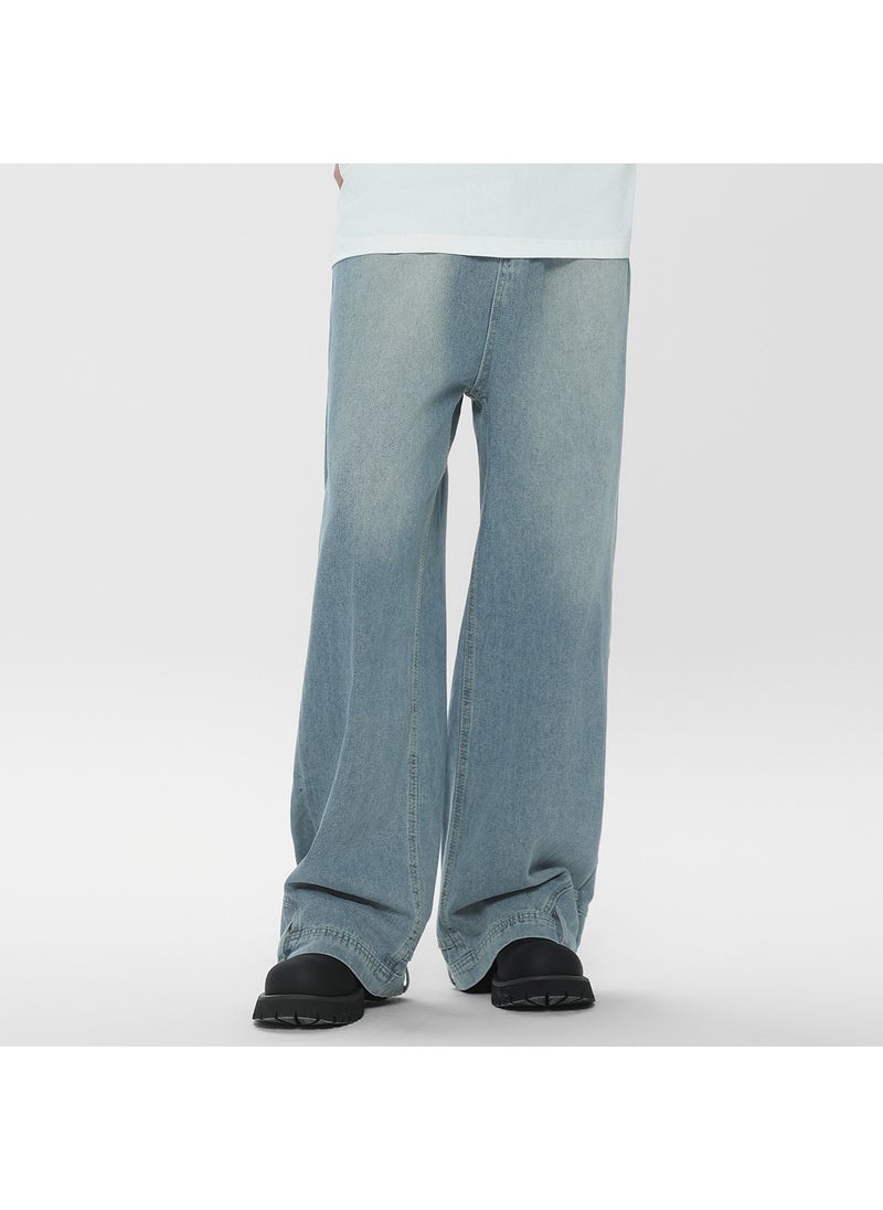 Trendy Reversible Wide Leg Jeans 2024 for Men Blue