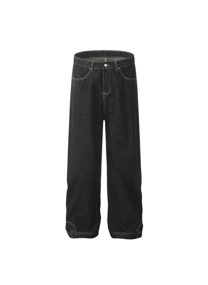 Trendy Reversible Wide Leg Jeans 2024 for Men Black