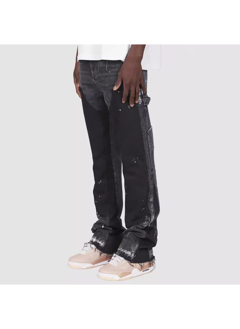 Mens Fashion Cargo Denim Bell-Bottoms Light blue