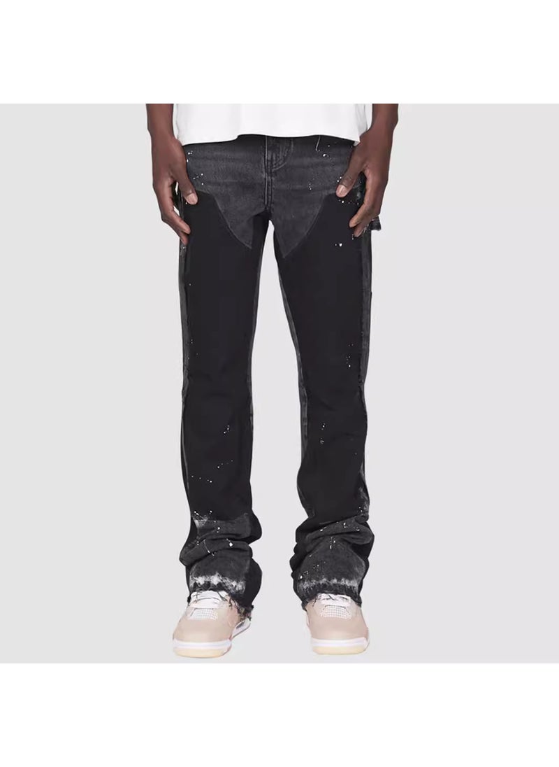 Mens Fashion Cargo Denim Bell-Bottoms Light blue