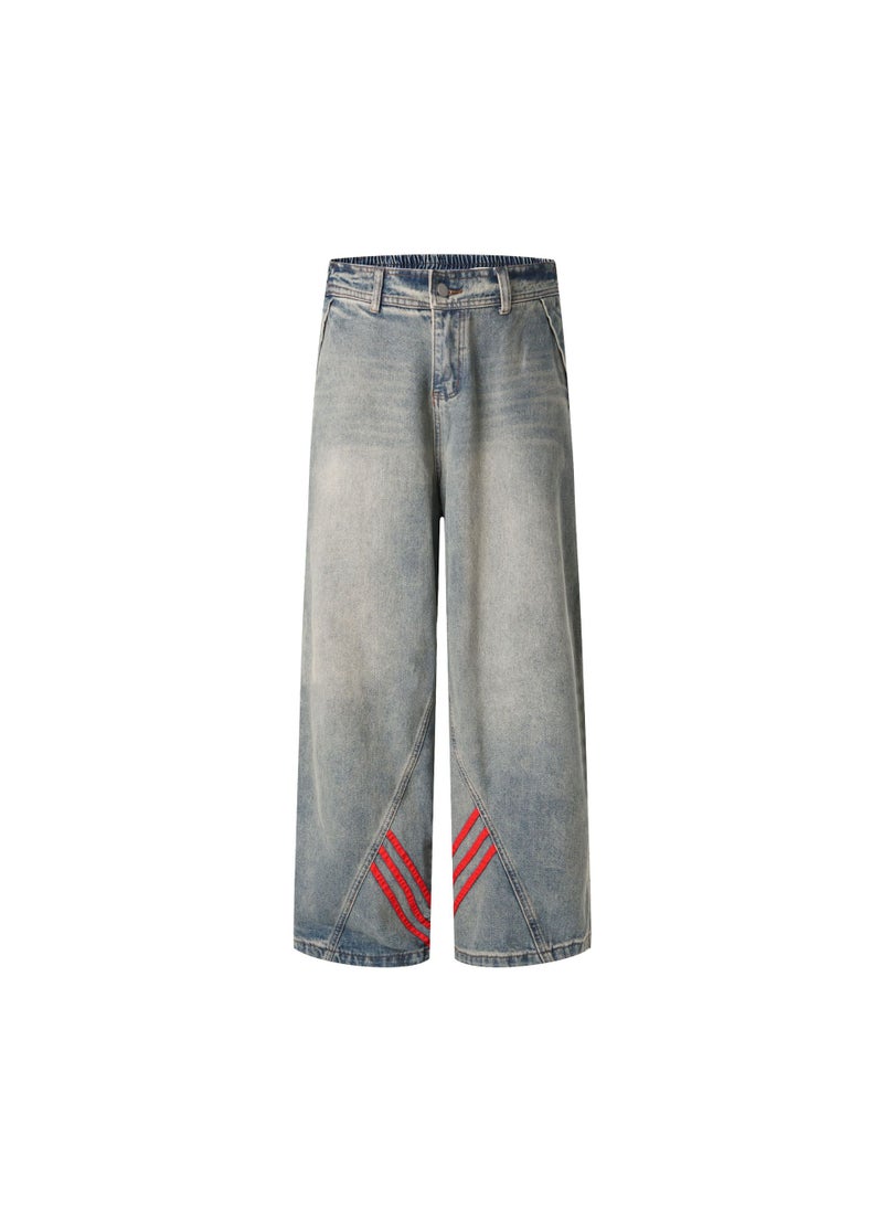 OREETA Vintage Distressed Jeans Unisex Blue