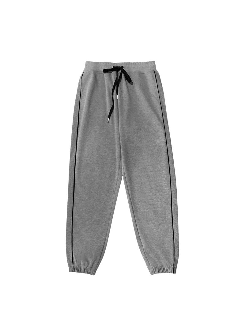 Spring and Autumn Mens Casual Pants Youth Large Size Solid Color Sports Long Pants Slim-fit Straight Jogging Pants Men Black