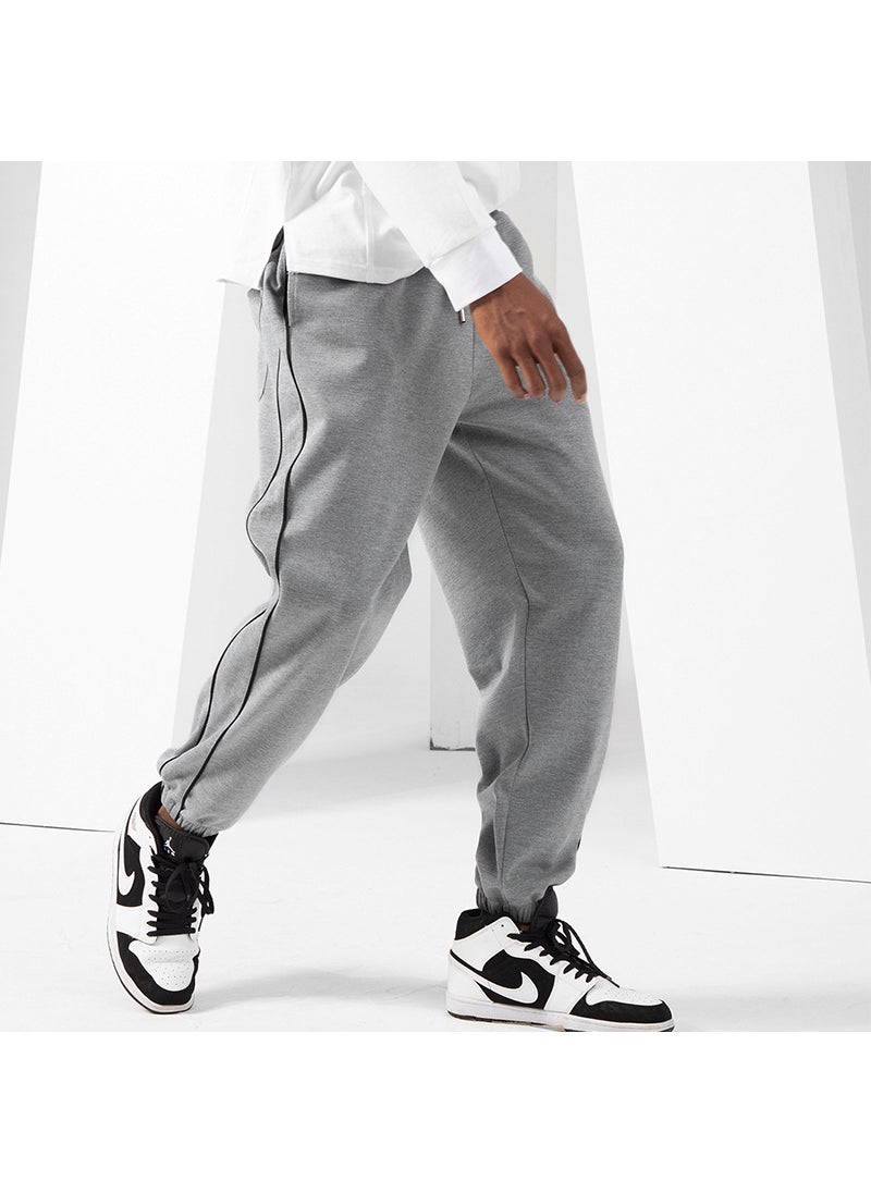 Spring and Autumn Mens Casual Pants Youth Large Size Solid Color Sports Long Pants Slim-fit Straight Jogging Pants Men Black