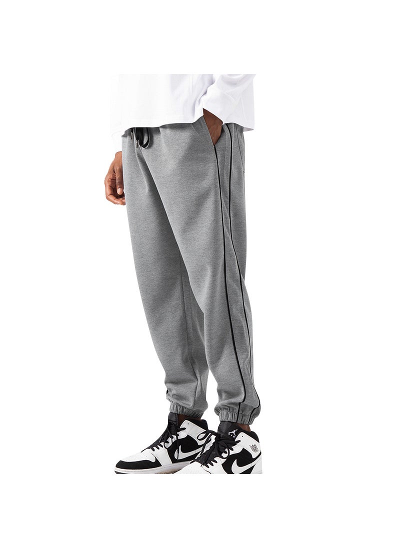 Spring and Autumn Mens Casual Pants Youth Large Size Solid Color Sports Long Pants Slim-fit Straight Jogging Pants Men Navy