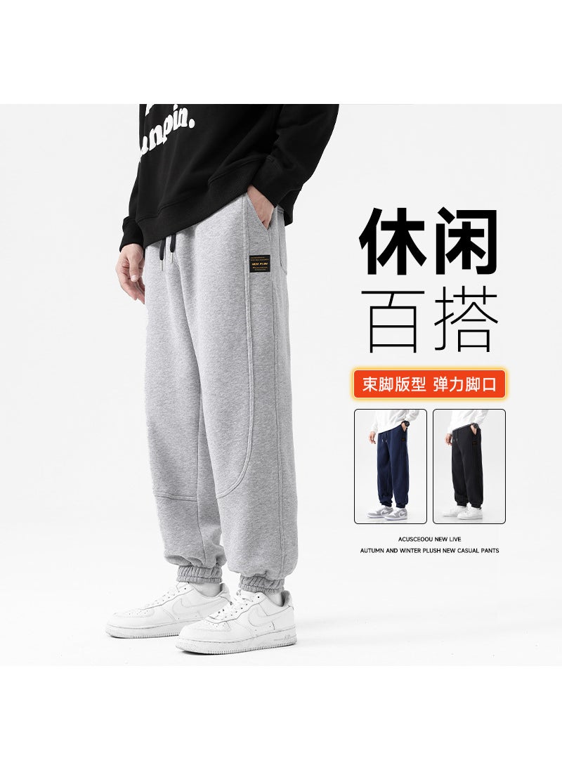 ACU Mens 2024 Fall Winter Casual Pants Breathable Slim Sweatpants Dark gray