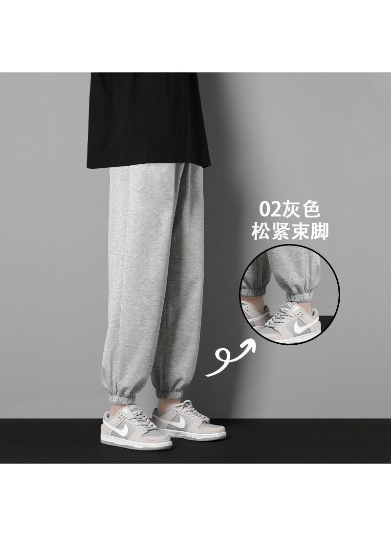 2022 Mens Autumn Casual Sweatpants Trendy Ankle-Tie Grey