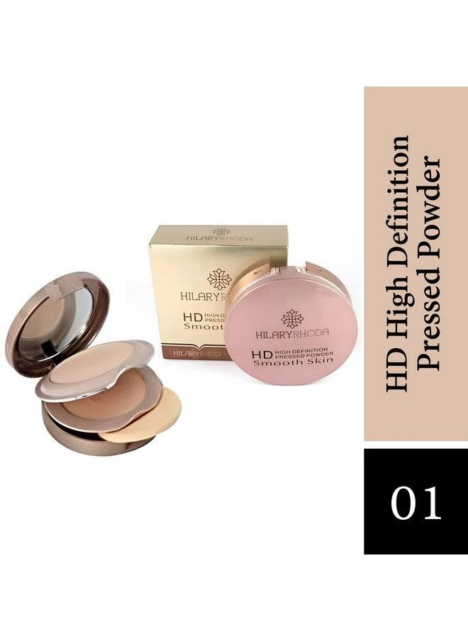 Hilary Rhoda Hd High Definition Pressed Powder Smooth Skin Compact For Face Makeup Long Wear Waterproof Hd Compact Shade01)