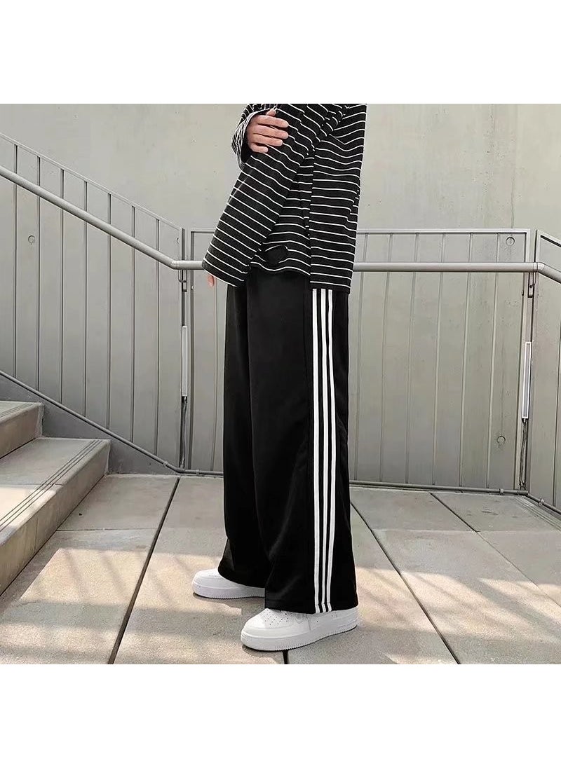 Vintage American Side Stripe Jogger Pants Black