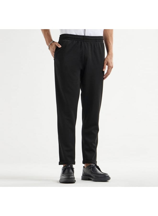 Textured Regular Fit Pants with Flexi Waist and Pockets