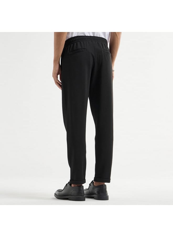 Textured Regular Fit Pants with Flexi Waist and Pockets