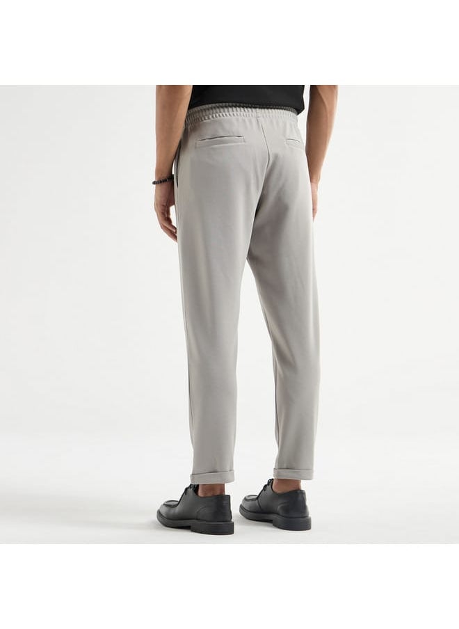 Textured Regular Fit Pants with Flexi Waist and Pockets