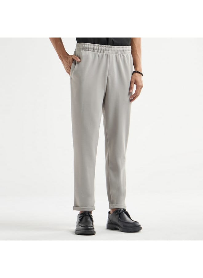 Textured Regular Fit Pants with Flexi Waist and Pockets