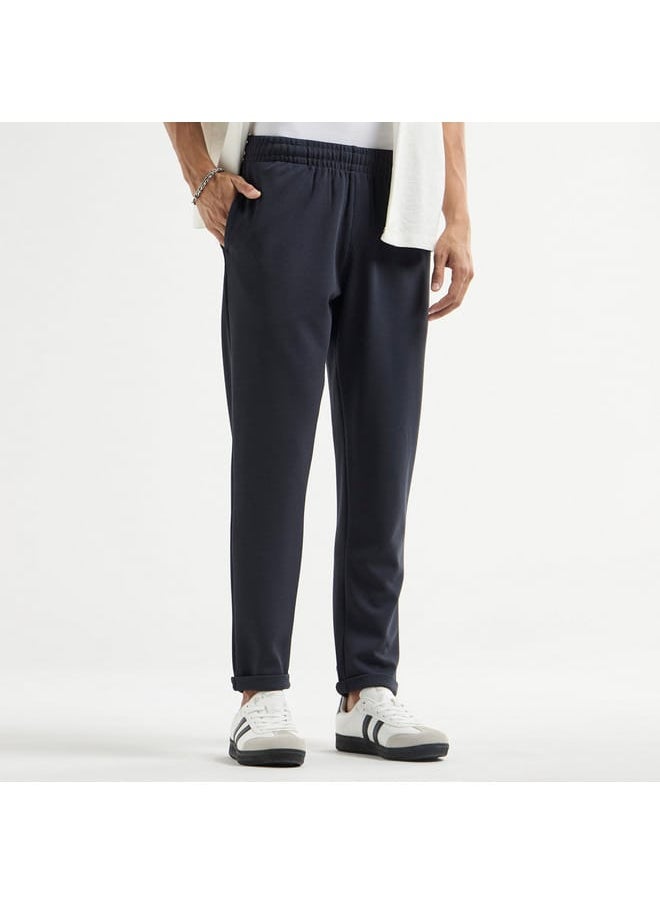 Textured Regular Fit Pants with Flexi Waist and Pockets