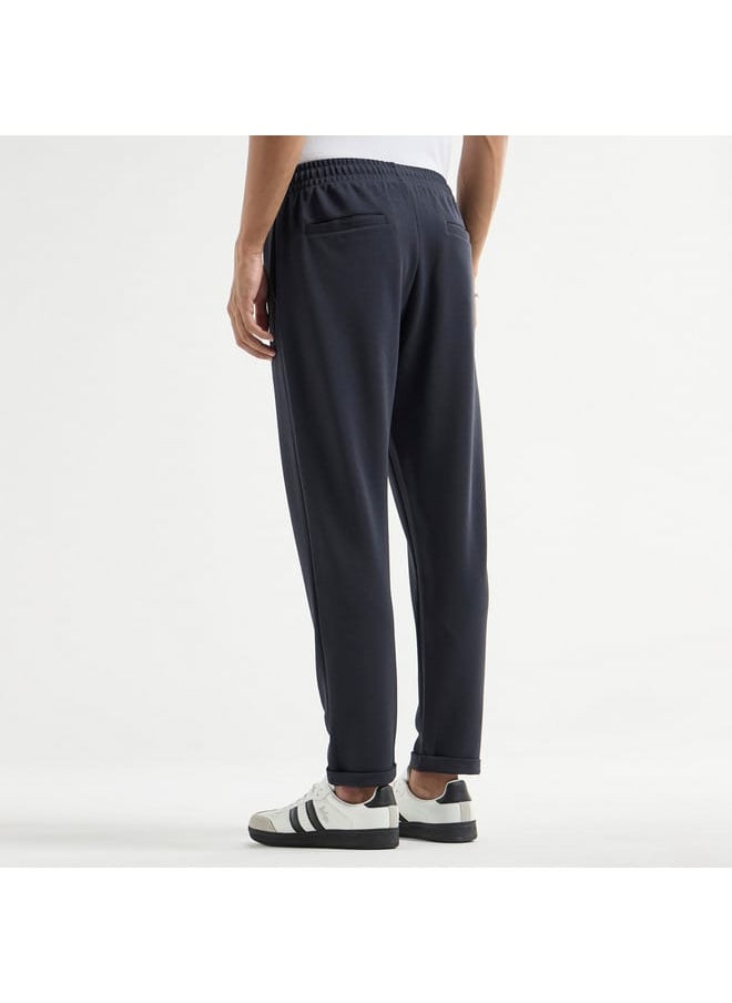 Textured Regular Fit Pants with Flexi Waist and Pockets