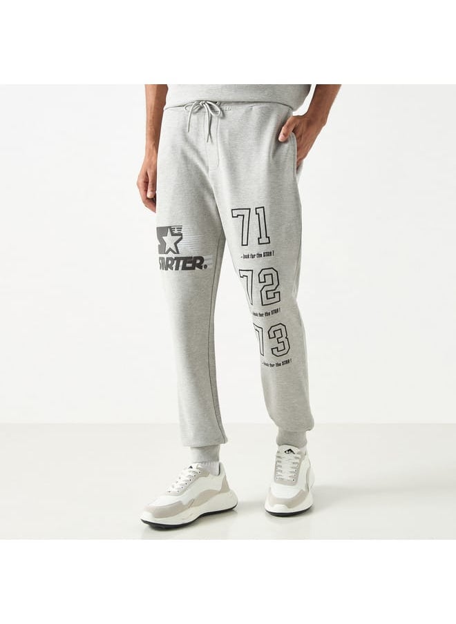 Starter Logo Embossed Flexi Waist Relaxed Fit Joggers with Drawstring Closure