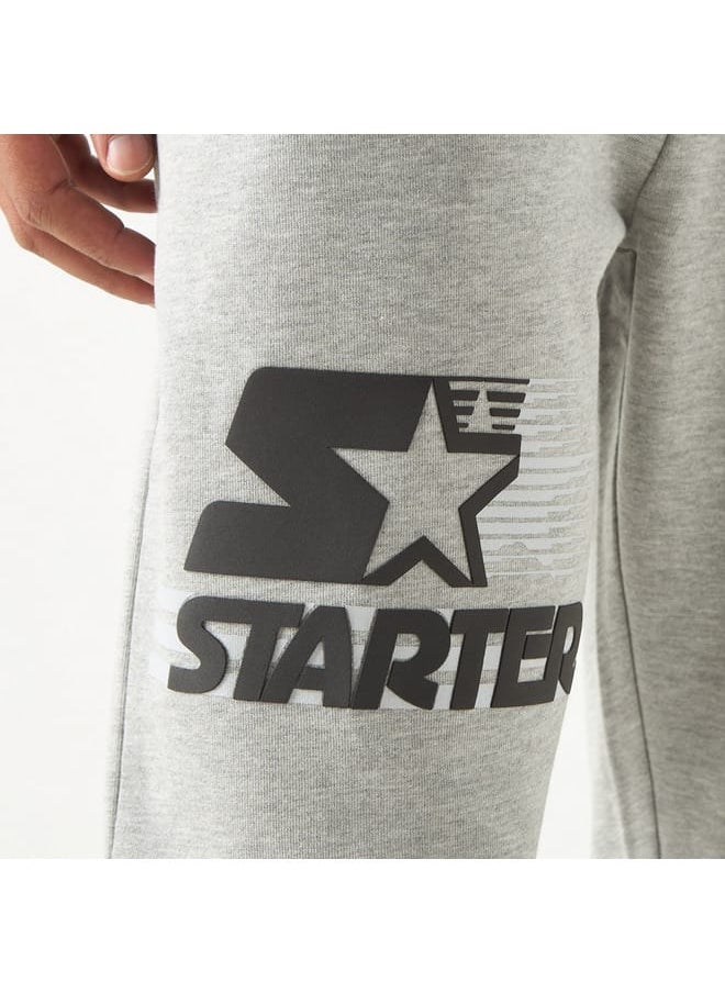 Starter Logo Embossed Flexi Waist Relaxed Fit Joggers with Drawstring Closure