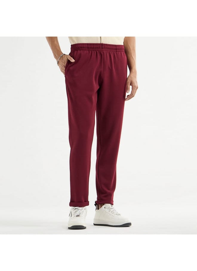 Textured Regular Fit Pants with Flexi Waist and Pockets