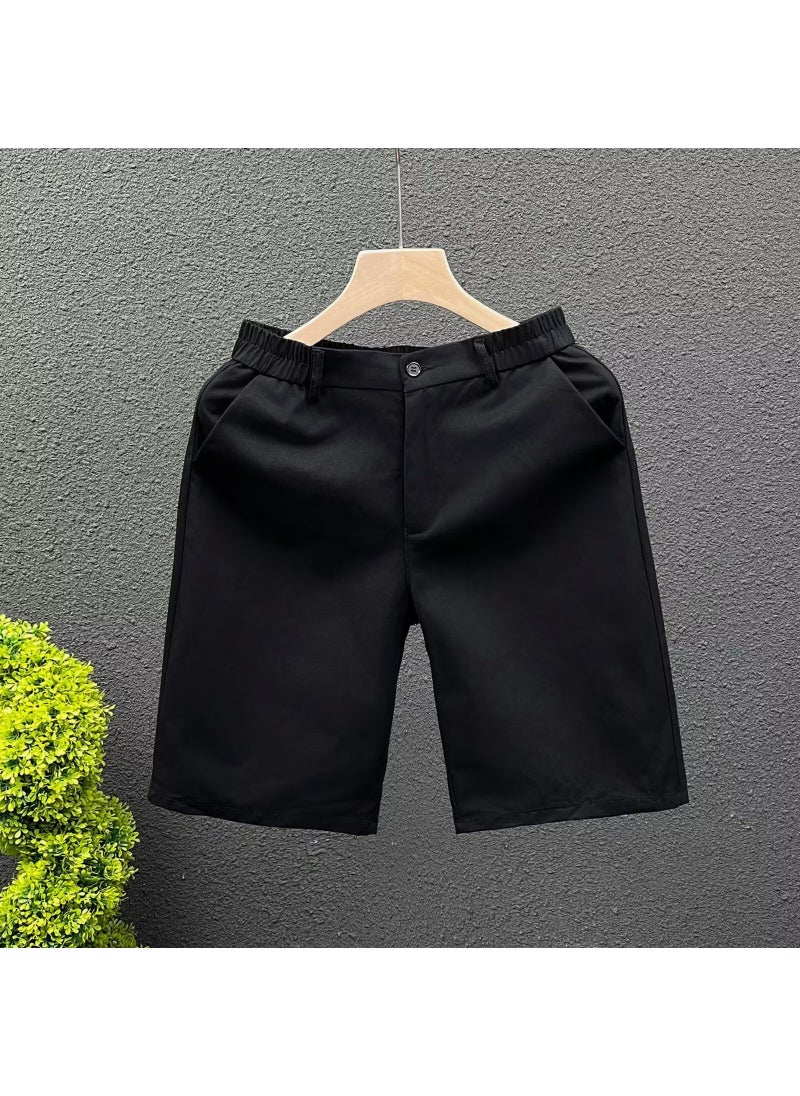 High-Quality Washed Cotton Mens White Summer Shorts Black [Washed Cotton]]