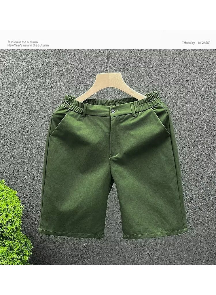 High-Quality Washed Cotton Mens White Summer Shorts Green [Washed Cotton]]