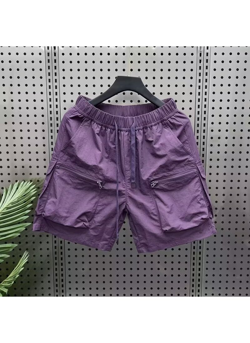 2024 Summer Mens Athletic Shorts Fashion Slim Fit Casual Quick-Dry Purple