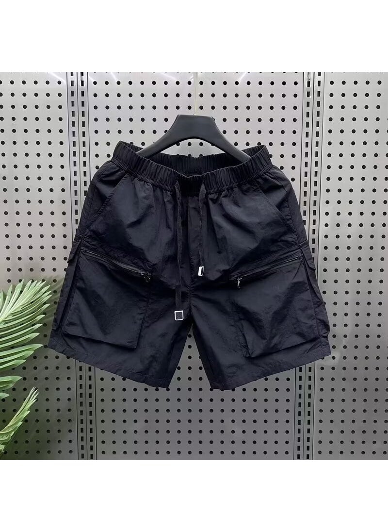 2024 Summer Mens Athletic Shorts Fashion Slim Fit Casual Quick-Dry Black