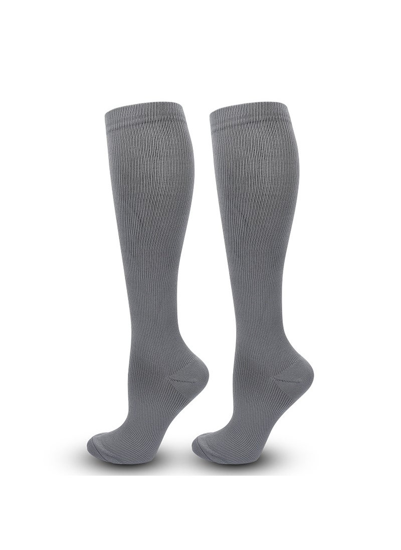 Solid Color Compression Socks for Nurses Flat gray