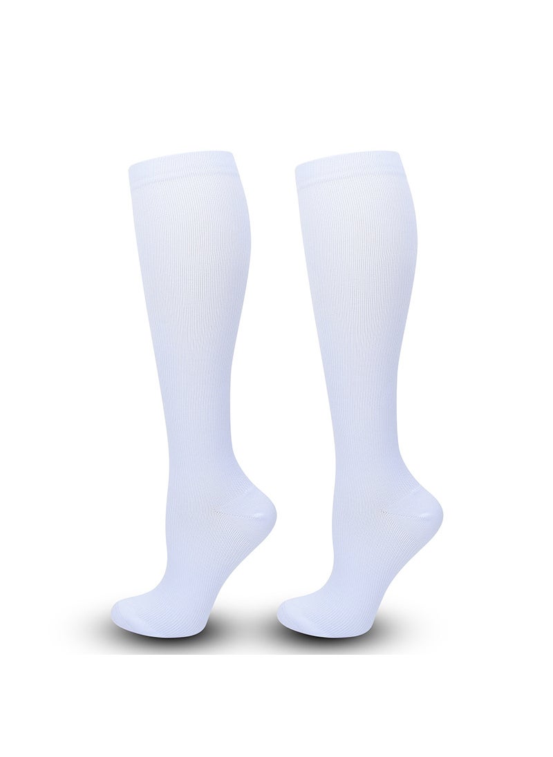 Solid Color Compression Socks for Nurses Flat White