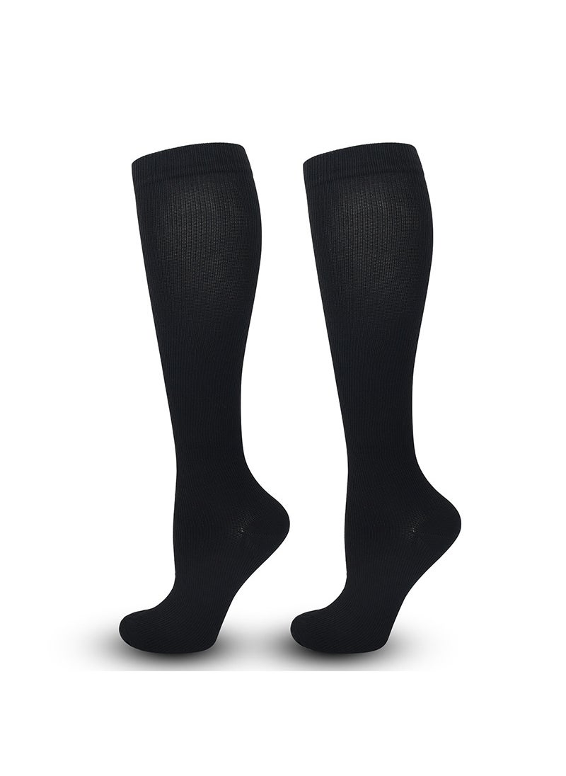 Solid Color Compression Socks for Nurses Flat Black