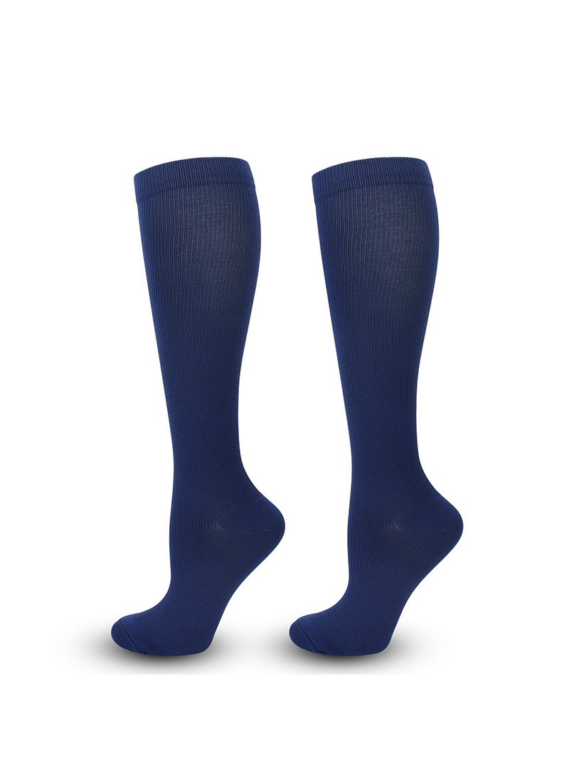 Solid Color Compression Socks for Nurses Flat navy blue