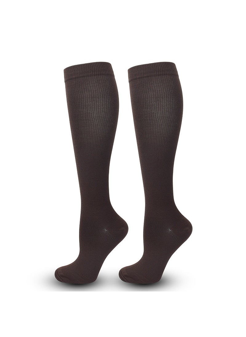 Solid Color Compression Socks for Nurses Flat Coffee