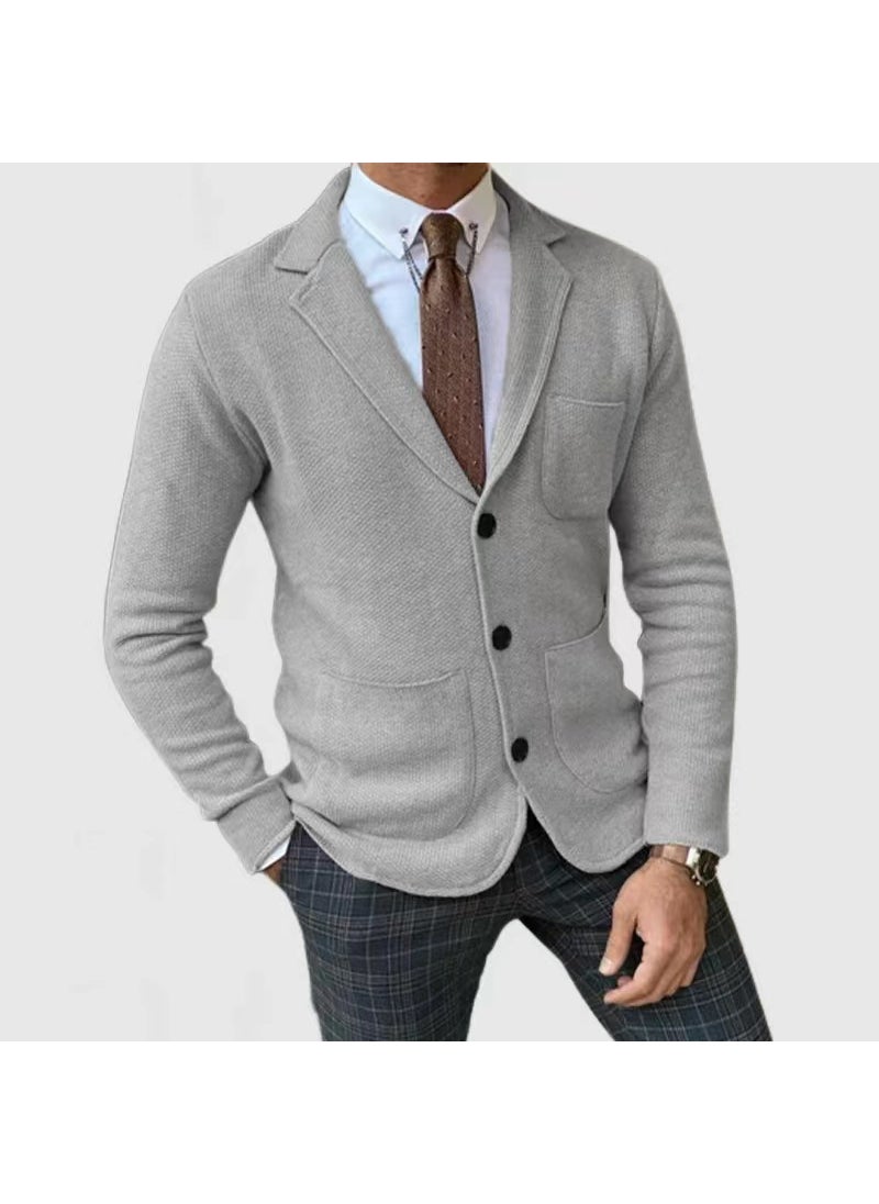 Cross-border exclusive for foreign trade mens clothing 2024shopify autumn and winter popular slim fit British suit casual formal suit Dark gray