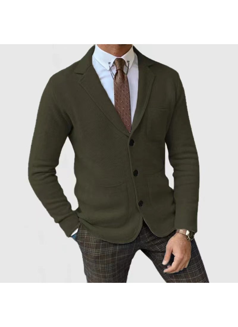 Cross-border exclusive for foreign trade mens clothing 2024shopify autumn and winter popular slim fit British suit casual formal suit Army Green