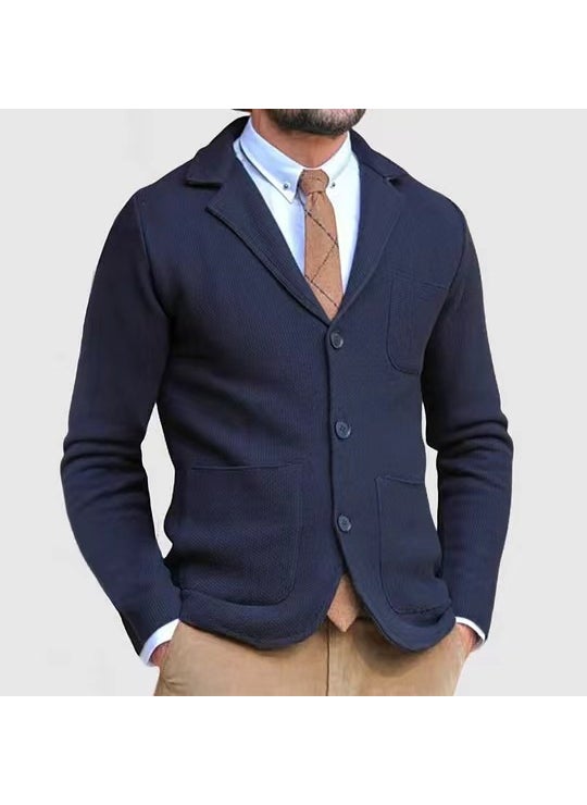 Cross-border exclusive for foreign trade mens clothing 2024shopify autumn and winter popular slim fit British suit casual formal suit Blue