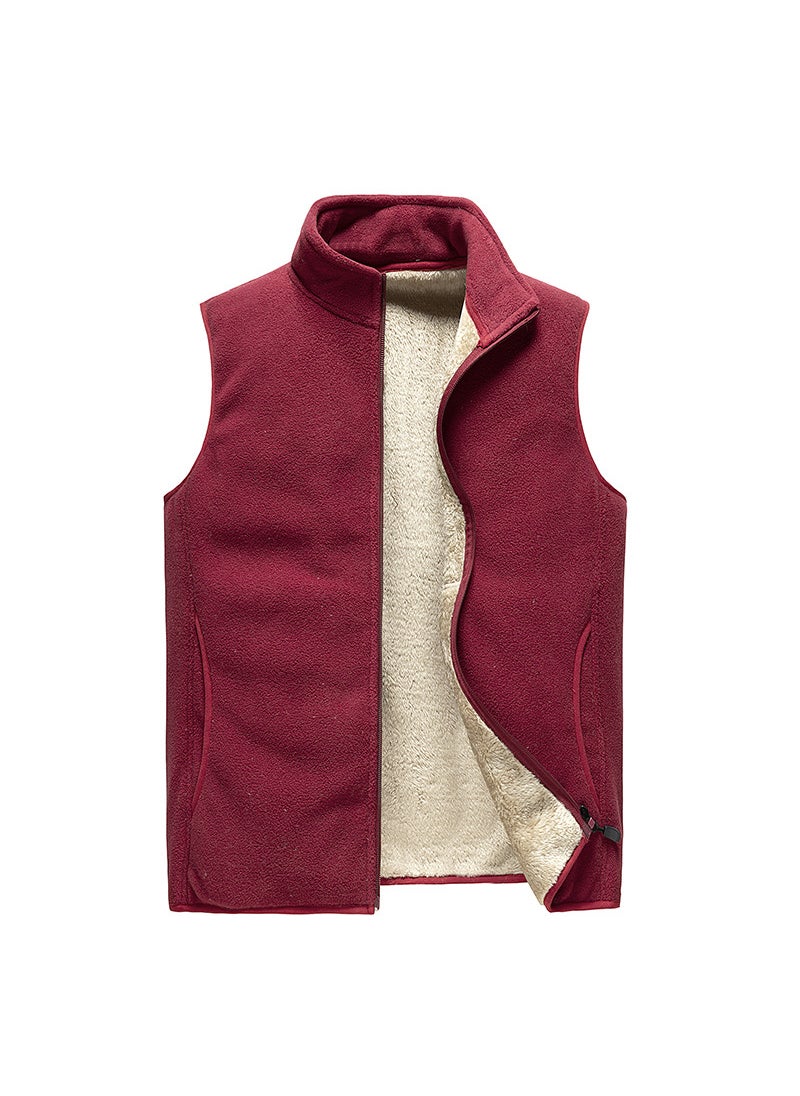 Wholesale autumn and winter new mens vest plus velvet leisure waistcoat cross-border large size vest mens warm vest mens vest Red