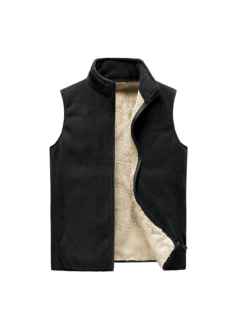 Wholesale autumn and winter new mens vest plus velvet leisure waistcoat cross-border large size vest mens warm vest mens vest Black