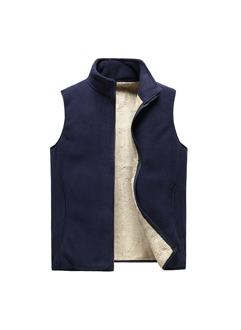 Wholesale autumn and winter new mens vest plus velvet leisure waistcoat cross-border large size vest mens warm vest mens vest Blue