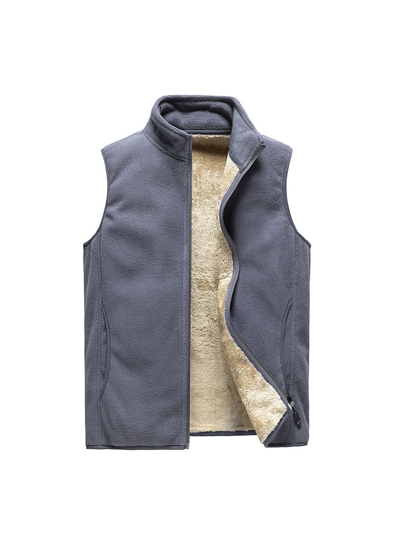 Wholesale autumn and winter new mens vest plus velvet leisure waistcoat cross-border large size vest mens warm vest mens vest Grey