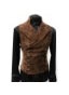 2021 autumn and winter mens cross-border wish trendy Korean style suit stand collar suede double breasted coat vest fashion Khaki