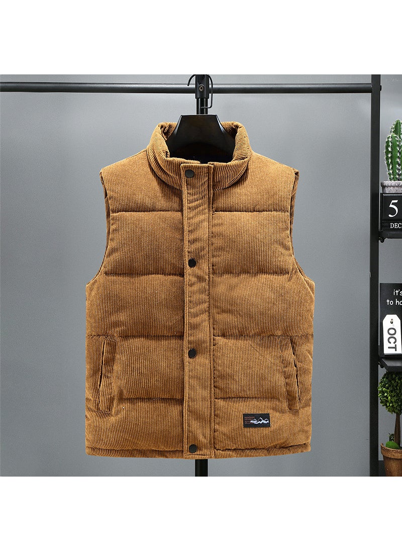 Light luxury corduroy mens vest down cotton vest autumn and winter texture fashion brand waistcoat mens thickened cotton couple coat Gray/HZF/838