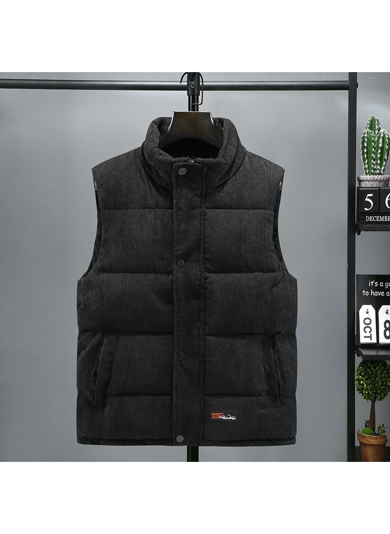 Light luxury corduroy mens vest down cotton vest autumn and winter texture fashion brand waistcoat mens thickened cotton couple coat Gray/HZF/838